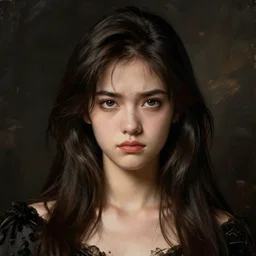 a high fashion studio portrait of a charming anime girl, frown, painting by gaston bussiere, craig mullins, j. c. leyendecker