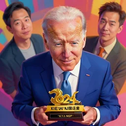 candid portrait of joe biden gazing off, smiling down from above, artstation winner by victo ngai, kilian eng and by jake parker vibrant colors, winning - award masterpiece, fantastically gaudy, aesthetic octane render, 8 k hd resolution