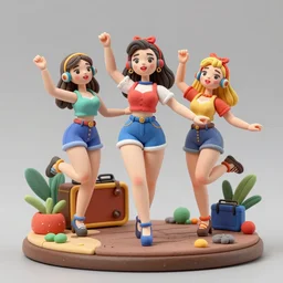 girls dancing for lovely music, masterpiece, pinup, highly detailed, colorful clay diorama, artstation, concept art, smooth, sharp focus, illustration, Unreal Engine 5, 8K