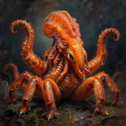 zoological portrait of orange cthulhu by anton fadeev