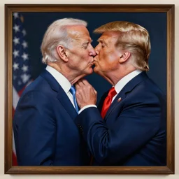 joe biden and donald trump kissing, love, matte painting, in the style of rembrandt