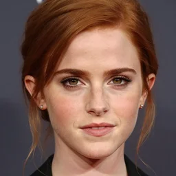 close up portrait photo of emma watson, redhead freckles, 8 k, masterpiece, pinup, highly detailed, smooth, sharp focus