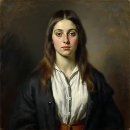 frontal portrait of a beautiful young italian neanderthal woman in 1 9 6 0 s italian clothing by pietro annigoni, oil on canvas, 1 9 6 4, national portrait gallery