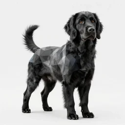 black colley dog, poly art, high quality