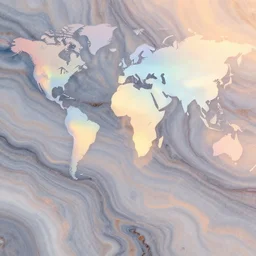 marble + tech, generative pattern, minimalistic, high contrast, sunrise color grading, holographic map