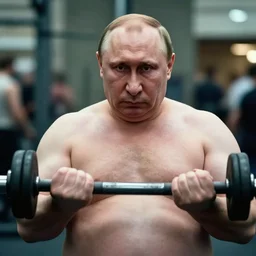 medium close up portrait shot photo of obese vladimir putin pumping iron in moscow street, movie still, bokeh, cinematic lighting, dramatic, film, photography, depth of field, 8 k, hyper detailed,