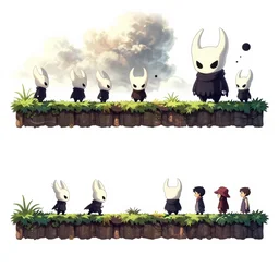 side view 2 d sidescrolling rpg, studio ghibli, pixar and disney animation, sharp, rendered in unreal engine 5, highly detailed, digital painting, artstation, concept art, smooth, sharp focus, illustration, wide angle, artbook, wallpaper, splash art, hollow knight, promo art, dramatic lighting, art by artgerm and greg rutkowski and bo chen and jin xiaodi