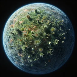 surface of an alien planet with bubbly flora
