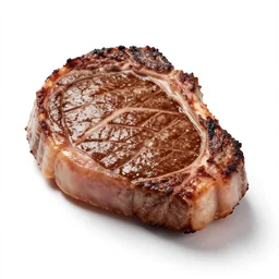 oversized steak, commercial catalog photo, isolated on a pure white background, centered, entire object in frame, sharp focus, soft studio lighting