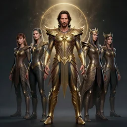full body portrait of keanu reeves as a magical star guardian. detailed face, concept art, intricate, highly detailed 8 k, smooth, sharp focus, handsome and aesthetic shape of face and body, artgerm, artstation, art by zexi guo and nira and junpei suzuki and gharliera and rinotuna