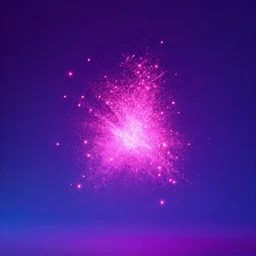 neon pink sparks flying on a purple and blue gradient background, visual effects, octane render, unreal engine, x-particles, particle simulation, 8k footage