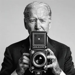 photo of Joe Biden by Diane Arbus, black and white, high contrast, Rolleiflex, 55mm f/4 lens