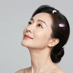 the portrait of an absurdly beautiful, graceful, elegant mature woman made of petals looking up, an ultrafine detailed illustration by kim jung gi, irakli nadar, intricate linework, bright colors, octopath traveler, final fantasy, angular, unreal engine 5 highly rendered, global illumination, radiant light, detailed and intricate environment