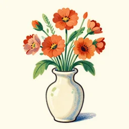 matchbox vintage illustration of a vase with flowers