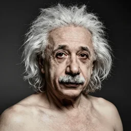 bare chested einstein portrait