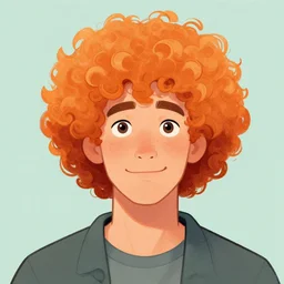 illustration drawing of a curly orange hair man as a portrait, style by pixar, digital art, trending on artstation, behance, deviantart