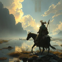 a beautiful painting of the last of the marsh arabs, by greg rutkowski and alphonse mucha and anton fadeev, unreal engine 5, character concept art, matte painting, heavy metal magazine, trending on artstation