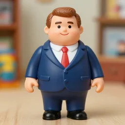 product photograph of a vintage action figure of viktor orban in suit by hasbro, fat, collectible, toy figure, kawaii, toys, out of focus room background