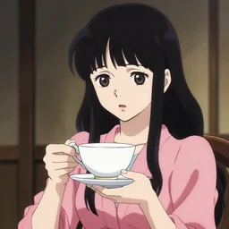 rina holding a teacup by junji ito