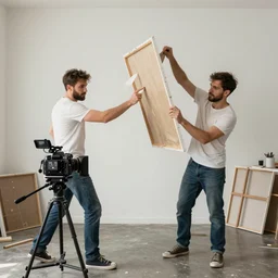 1 9 1 2 photograph of disgruntled painters throwing canvases at the first photographic camera