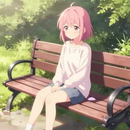 a bench at a park, trending on pixiv, detailed, anime, pastel colors, dramatic lighting, by kawacy