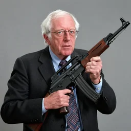 historical photo of bernie sanders holding an m - 1 6