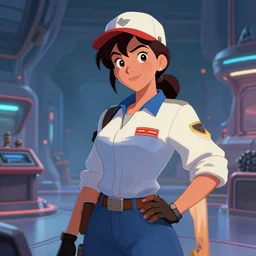 charming young woman mechanic character portrait, by don bluth, sci - fi environment, highly detailed, dynamic shadows, 4 k, wallpaper - 1 0 2 4