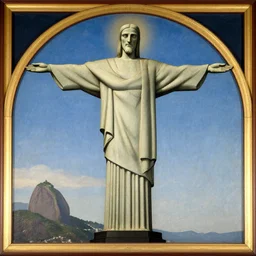 a painting of a humanized version of christ the redeemer in rio de janeiro, renaissance style