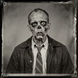 tintype photo of a zombie