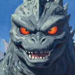 eyes of godzilla  in the gouache style of kyoto animation