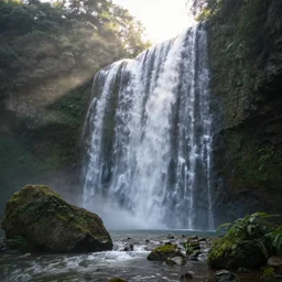 Sunrise at the waterfall, photo