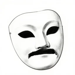 an ink drawing of an opera mask by ilya kuvshinov, black and white