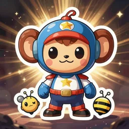 cute miss mascot colossinge colossinge primeape super hero sticker art, cronobreaker, beeple game icon