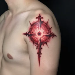 dark matter red tattoo beyond the grave on a man's body quality 8K
