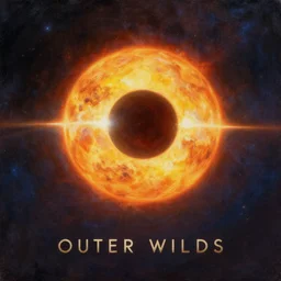 outer wilds solar eclipse, beautiful, oil painting
