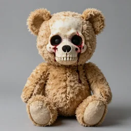 teddy bear but with bloody skull face