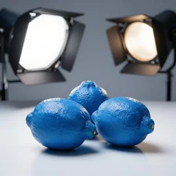 blue lemons, studio lighting, photo