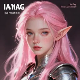 girl portrait, elven warrior princess, head and shoulders, matte print, pastel pink, neon highlights, digital art, cute freckles, digital painting, fan art, elegant, pixiv, by Ilya Kuvshinov, daily deviation, IAMAG