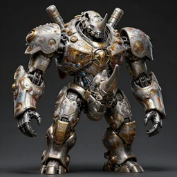 fullbody portrait of a robotic rhino mecha brutalist, concept art, intricate complexity, by shigenori soejima, krenz cushart, alphonse mucha, takato yamamoto, conrad roset, 4 k, beautiful, cinematic dramatic atmosphere, volumetric lighting, highly detailed, perfect, fine details, realistic shaded, artwork by subjekt zero feat clogtwo