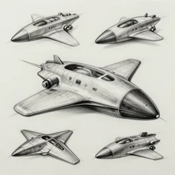 smooth design spaceship sketches, graphite