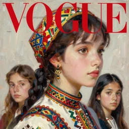 beautiful young, anima jewish, polish, israeli l, and latina vogue magazine, elle magazine, greg rutkowski, john singer sargent, trending on artstation, anime, oil painting, 3 / 4 pose, headshots, looking right, intricate