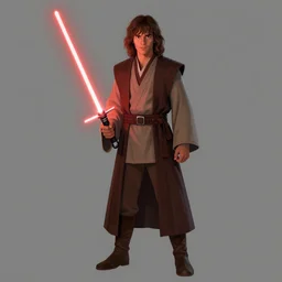 Concept art, Eleven from 'Stranger Things' Season 3 (2019), with long hair, as Obi-Wan Kenobi, wearing Jedi robes, holding a lightsabre