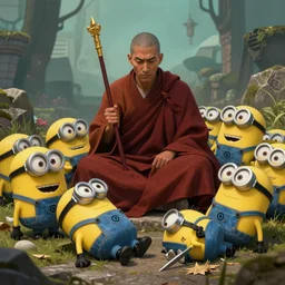 dying minions The Legend of the Monk King in the style of José Casado del Alisal