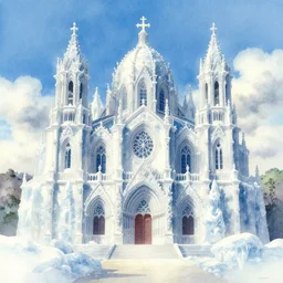 a Miyazaki watercolor landscape of a baroque and interdimensional cathedral made of salt and wax and icicles and bones; a field of roses dripping with crimson liquid; a strange star shining sinister across the night sky