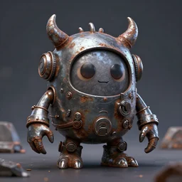 cute metallic rusted old cyberpunk dark monster