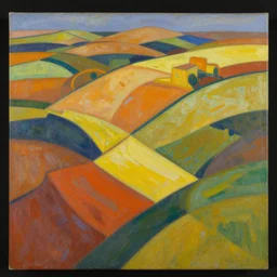 an abstract set of large shapes, colorful, warm contrasting colors, painterly, detailed painting of a landscape, extremely high detail, brush strokes, top view, black background, illustration by ross tran