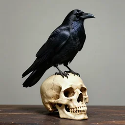 raven sitting on skull, by jeff easley