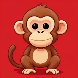 a portrait of a cartoon monkey red background digital art