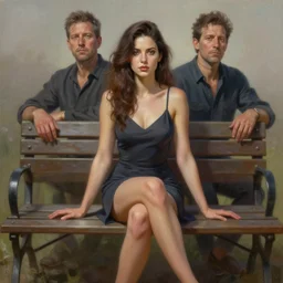 perfectly - centered - portrait of a beautiful woman sitting on the bench, intricate, highly detailed, digital painting, artstation, concept art, smooth, sharp focus, illustration, realism, oil painting, unreal engine 5, 8 k, art by artgerm and dave rapoza and sam spratt