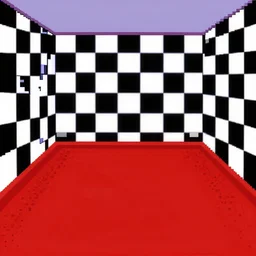 an empty room with a red carpet and checkered walls, pixel art by miyamoto, reddit, net art, creepypasta, ps 1 graphics, xbox 3 6 0 graphics
